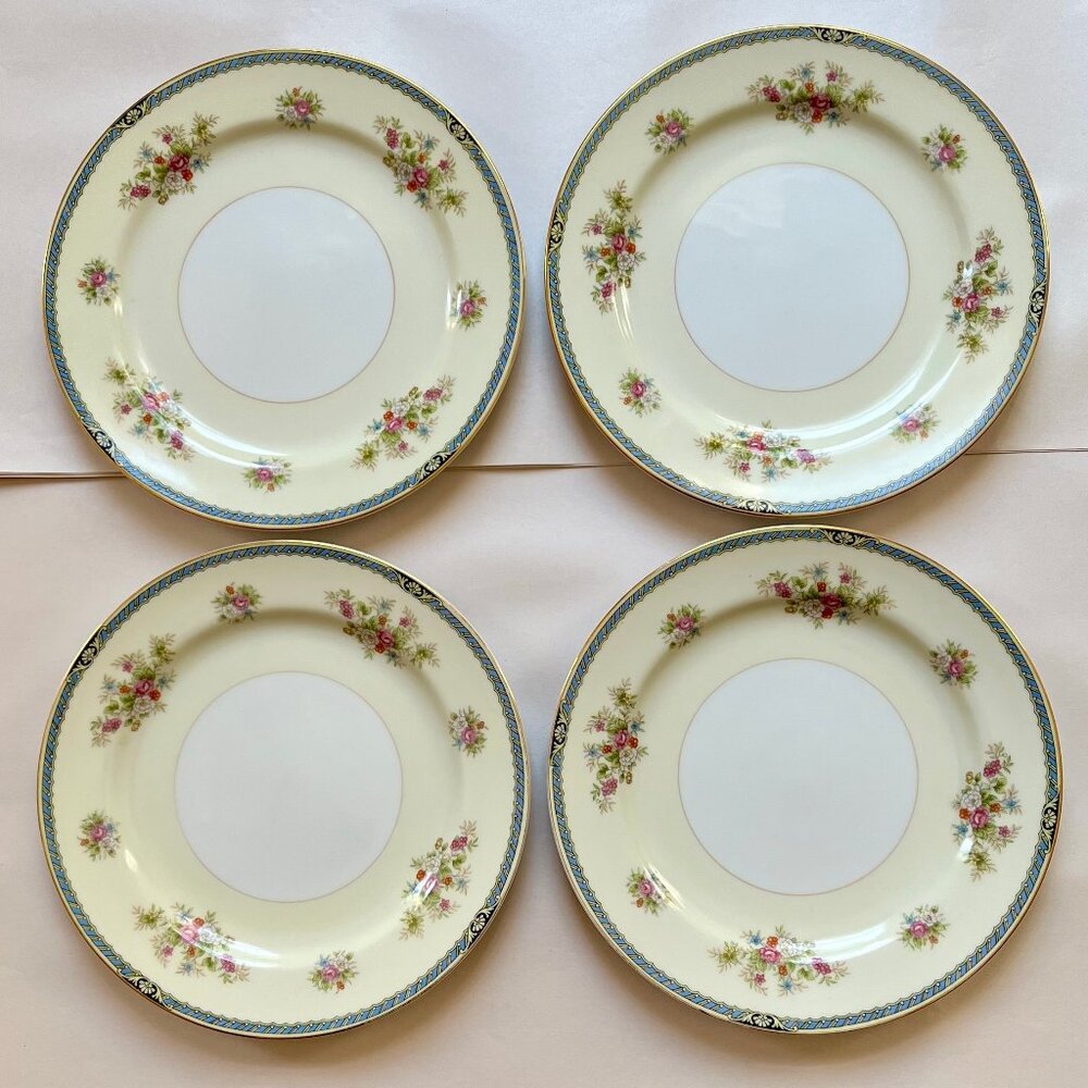 4 Vintage Noritake "1850" pattern china salad plates